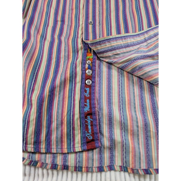 Robert Graham Shirt Mens L Multicolor Stripe Flip Cuff Long Sleeve - Picture 5 of 9